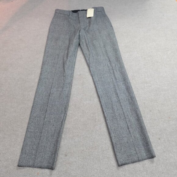 Club Monaco Mens Pants 32 x 34 Gray Guncheck Wool Unhemmed Made in USA NEW - Picture 1 of 10